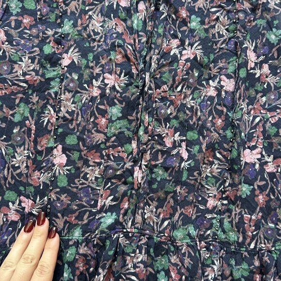 William Rast Blue Devondra Peasant A-line Dress Womens Floral Sleeveless - Picture 3 of 7